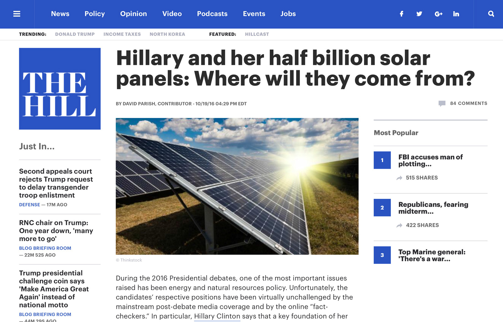 Hillary and her half billion solar panels